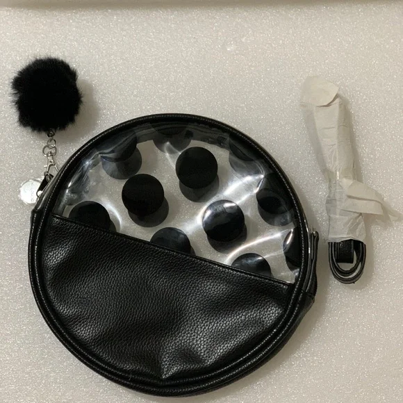 Brand🆕 w/o tags PolkaDot Sephora purse w/fur ball key tag w/black purse straps - Picture 1 of 4